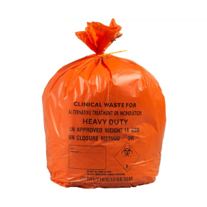 Orange biohazard clinical waste bag heavy duty