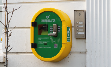 Defibrillator in public space