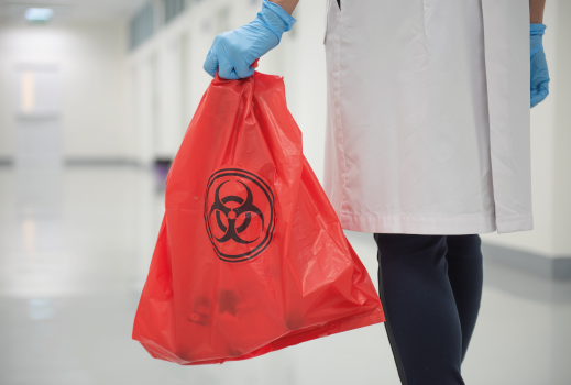 red biohazard bag