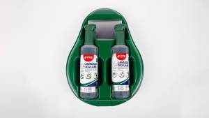 Drop Wall-Mounted Eyewash Station – 2 x 500ml Sterile Saline Solution with Eye Baths, Mirror & Dust Cover
