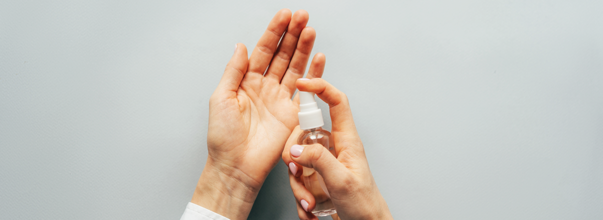 Hand sanitiser in spray bottle