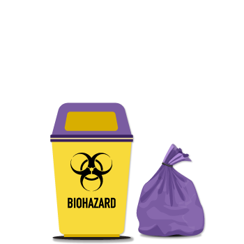 Purple biohazard bags