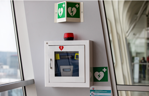 Defibrillator in public space