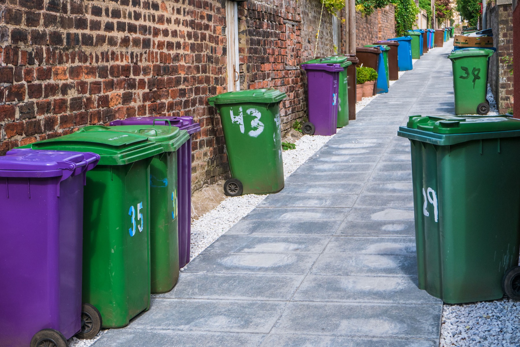 British Alleyway Wheelie Bins