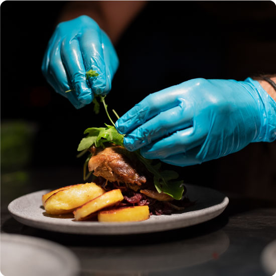 Chef processing food