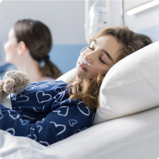 Child with a nasal cannula in