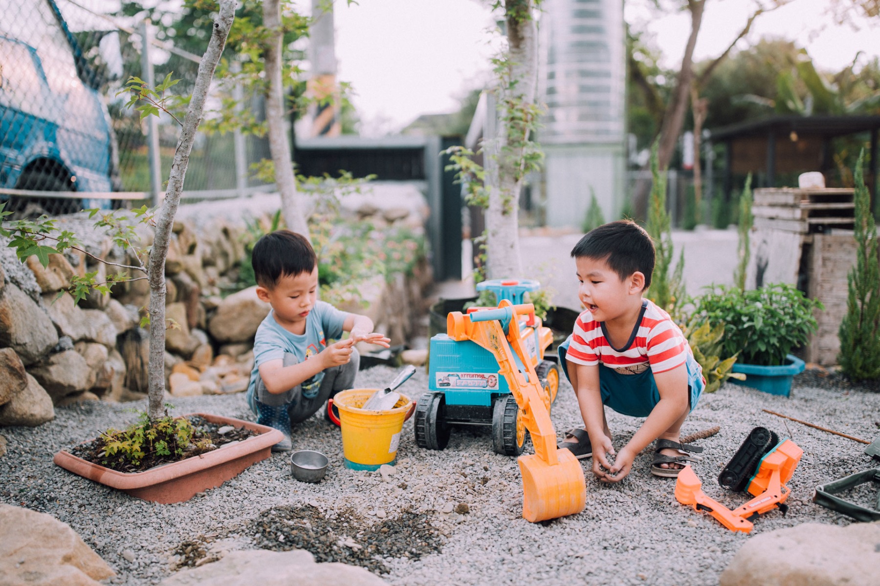 children playing in sandpit