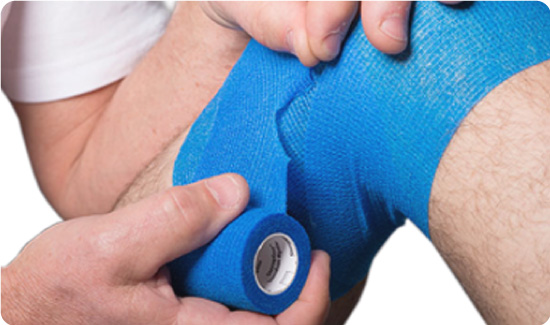 Cohesive Bandage being used on knee