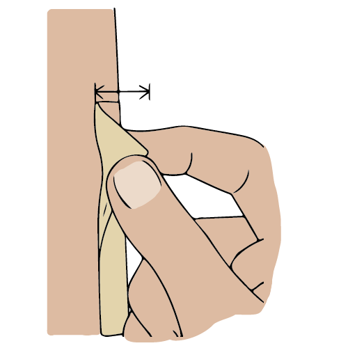 Medical tap being pulled back across the skin