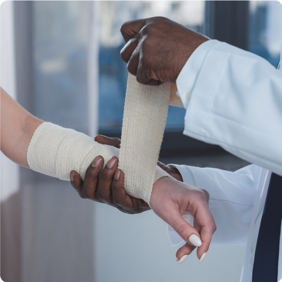 Crepe Bandage being applied