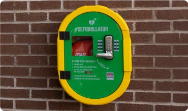 DefibSafe 2 External Cabinet with Lock on wall