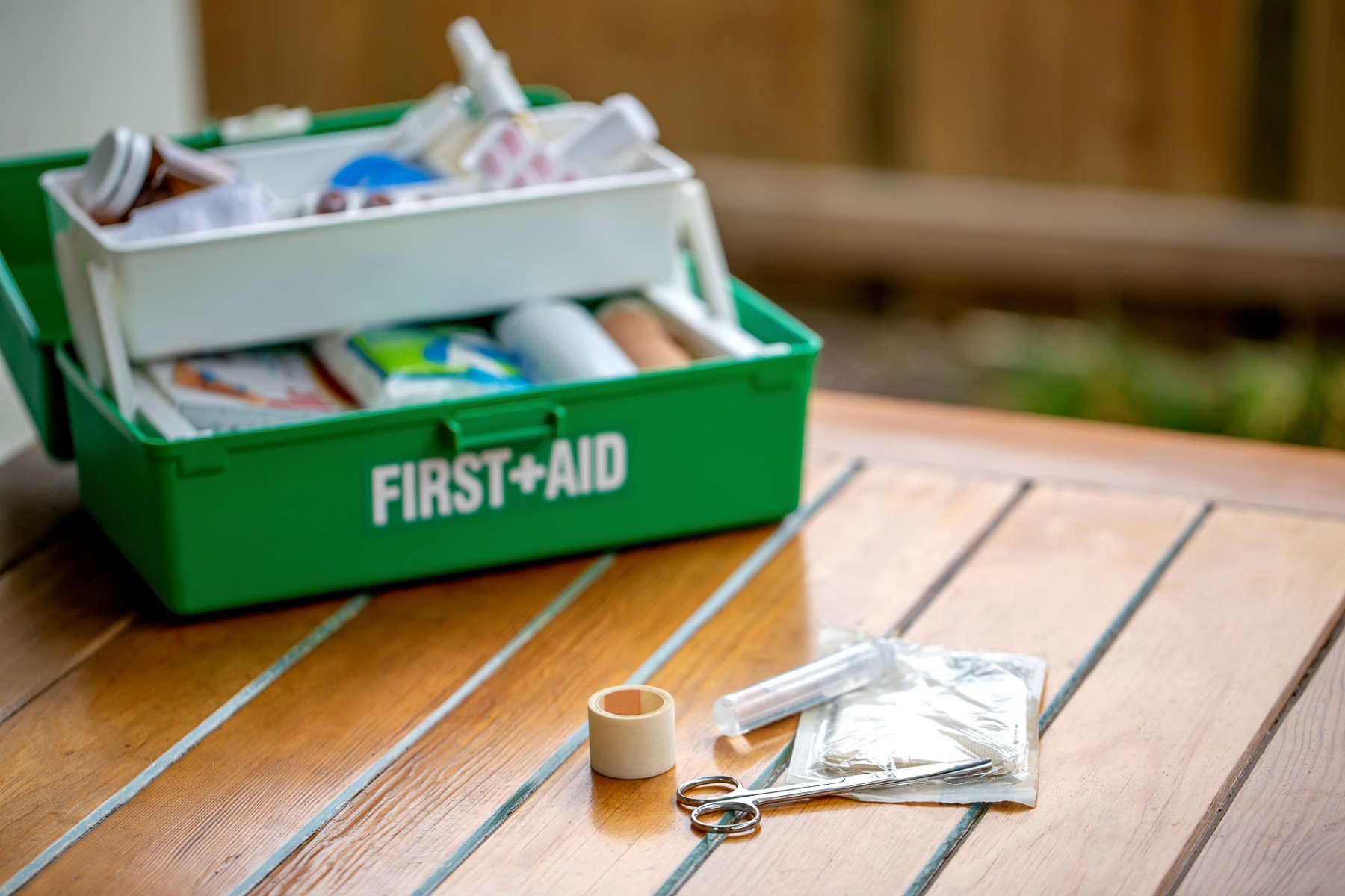 green first aid container