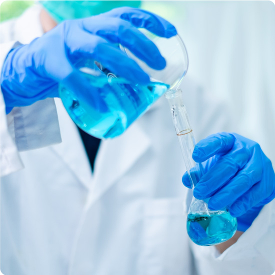Man sorting chemicals in a lab