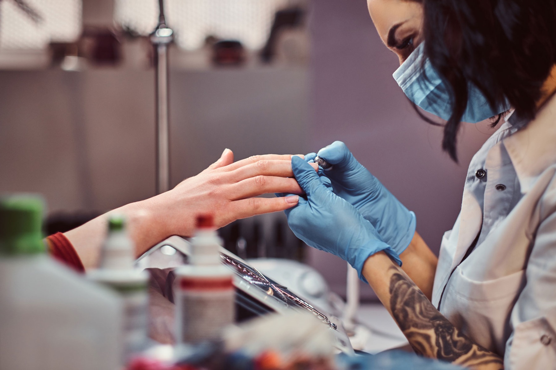 ppe manicure in a beauty salon