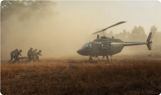 Military Evacuating via Helicopter
