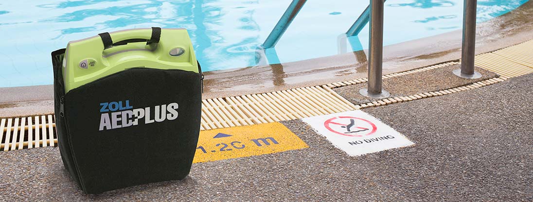 Zoll AED Plus Defibrillator by pool