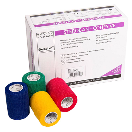 Steroban Premium Elastic Cohesive Bandage box with 4 bandages out of the box