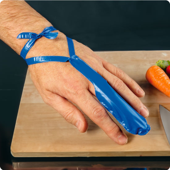 Man wearing finger stall