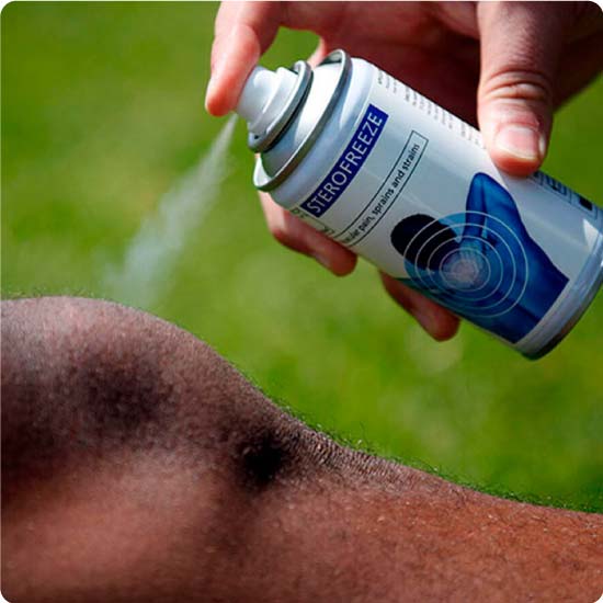 Sterofreeze Spray being applied to knee
