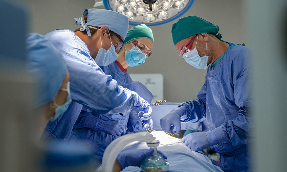 Team of surgeons performing surgery