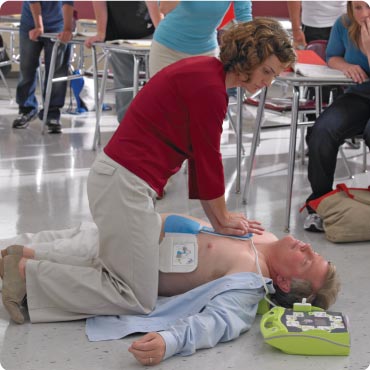 Zoll AED Plus Lay Responder being used in a classroom