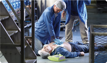 Zoll AED Plus being used in a factory