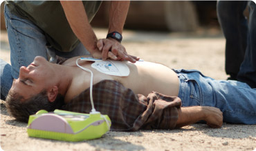 Zoll AED plus being used on construction site