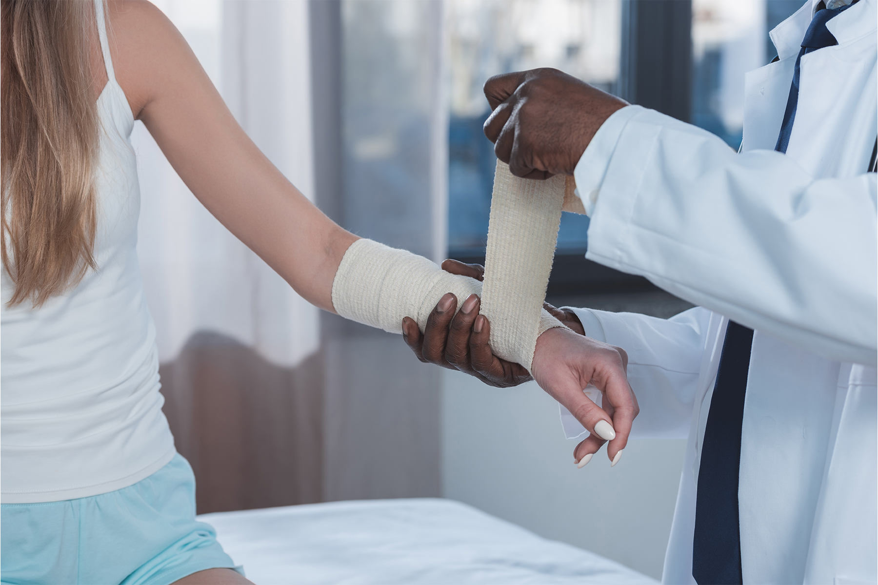 crepe bandage wrapped around wrist