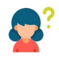 illustrated lady with a question mark hovering to the right of her head