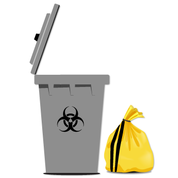 Yellow and black striped waste bags